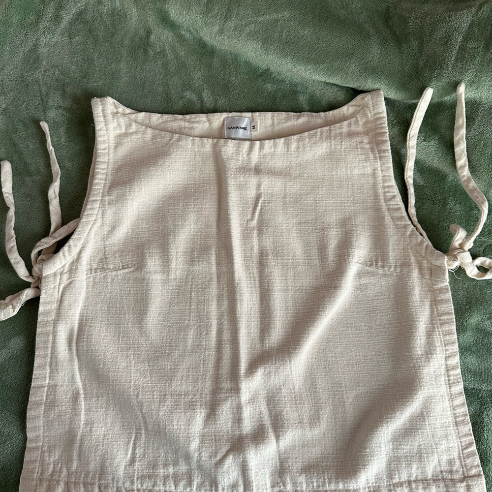 Cream Sleeveless Top with Side Ties